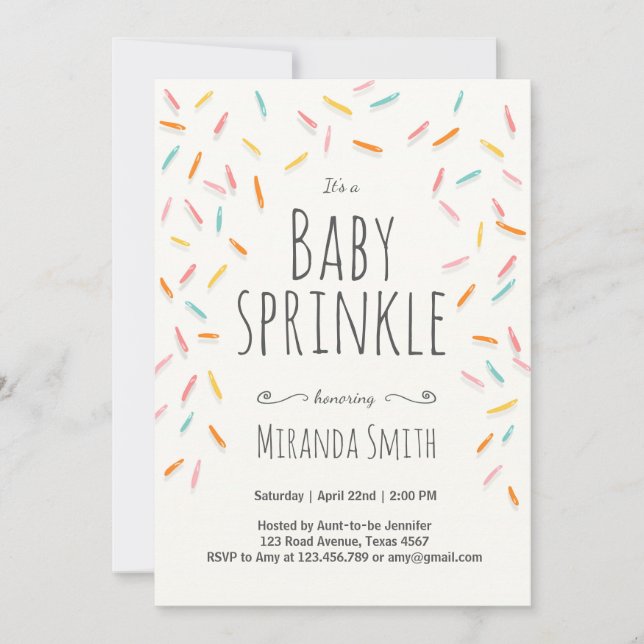 Baby Sprinkle-inbjudan Sprinkles Confetti Inbjudningar (Framsida)
