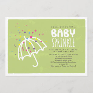 Baby Sprinkle-inbjudan till färgfull modern Grönt Inbjudningar