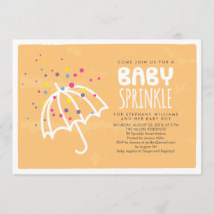 Baby Sprinkle-inbjudan till färgfull modern Orange Inbjudningar