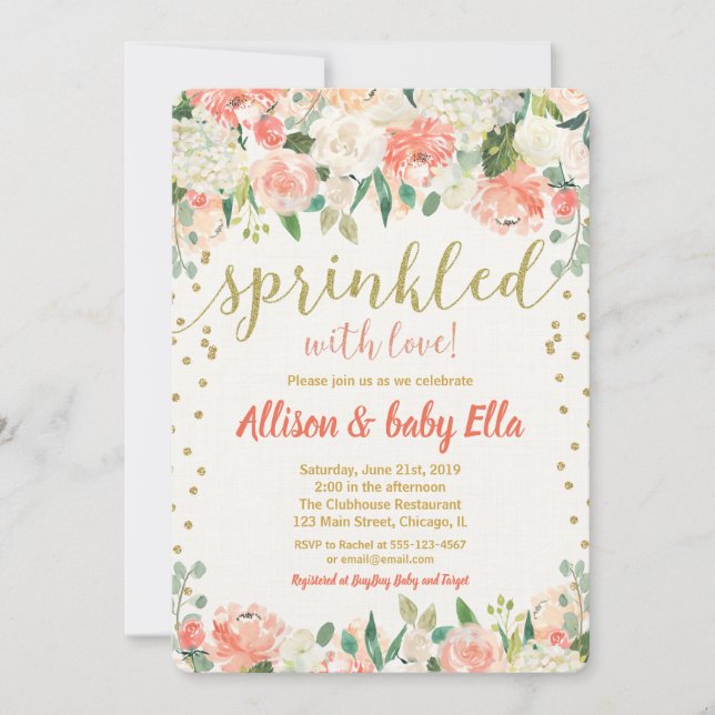 Baby sprinkle-inbjudan till flicka sprinkled kärle inbjudningar (Framsida)