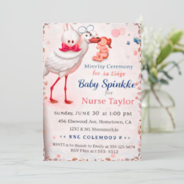Baby Sprinkle Inbjudan till sjuksköterska Mamma, S (Stående Fram)