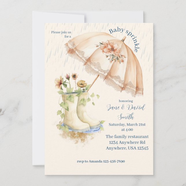 Baby Sprinkle Inbjudningar (Framsida)