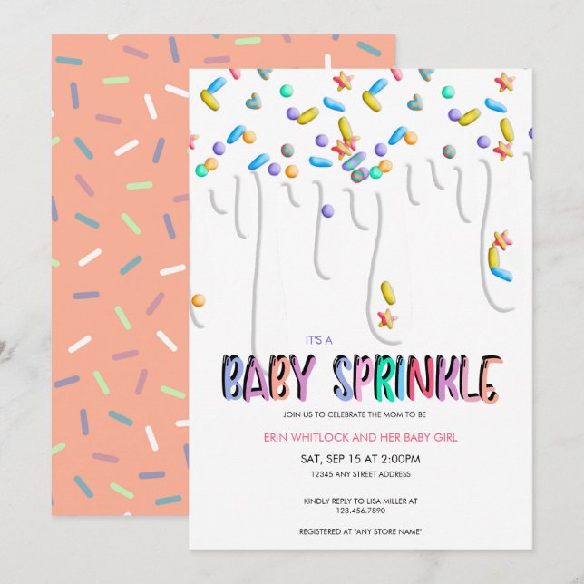 Baby Sprinkle-inbjudningar Inbjudningar (Fram/baksida)