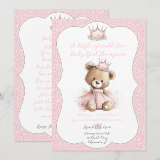 Baby Sprinkle Invitation Teddy Bear Princess Inbjudningar