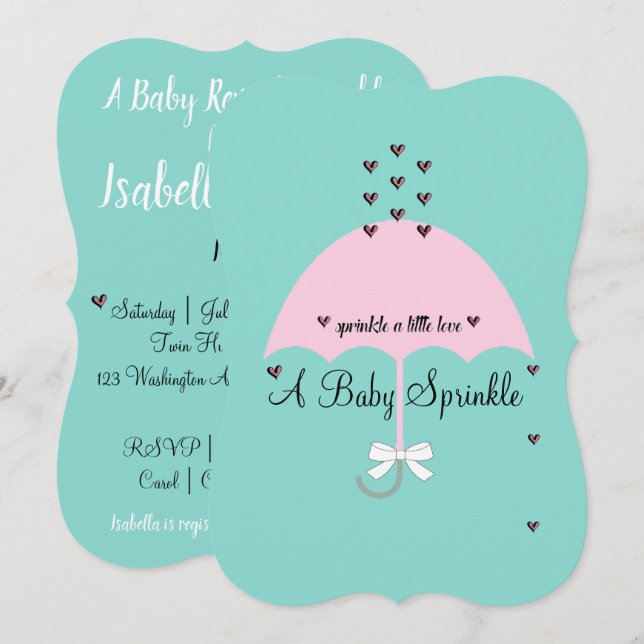 Baby Sprinkle Little Kärlek Shower Baby Reveal Par Inbjudningar (Fram/baksida)