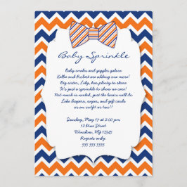 Baby Sprinkle navy orange Bow dusch babydusch Inbjudningar