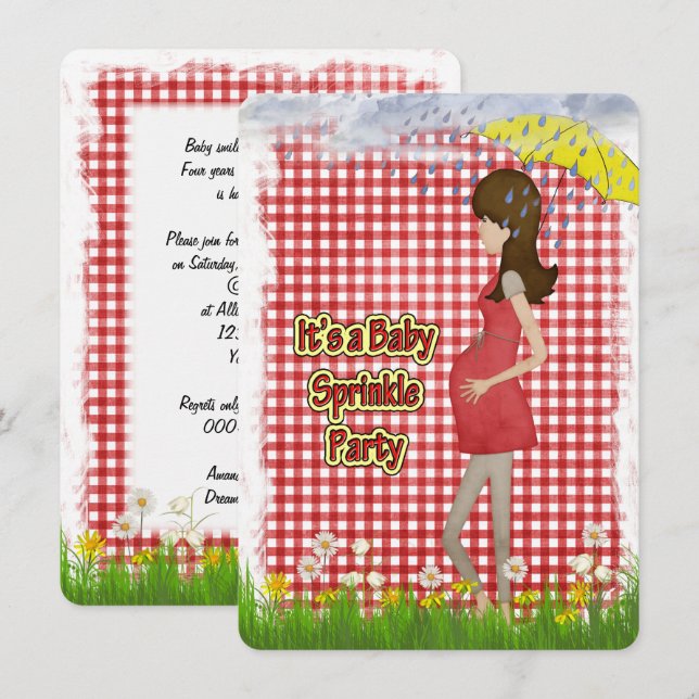 Baby Sprinkle Party Inbjudningar (Fram/baksida)