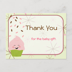 Baby Sprinkle Party Tack i Rosa Vykort