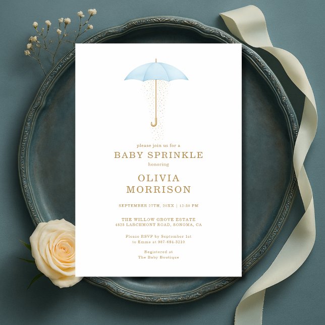Baby Sprinkle Pojke Blå Barnkalas Inbjudningar (Skapare uppladdad)
