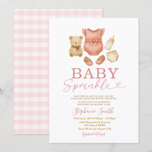 Baby Sprinkle Rosa Bear Diaper Mjölk Baby Shower Inbjudningar