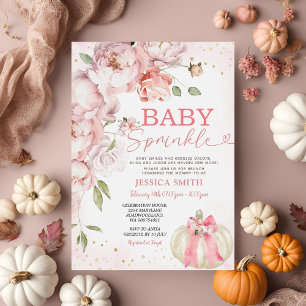 Baby Sprinkle Rosa Blommigt Pumpkin Baby Shower Inbjudningar