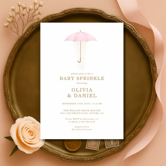 Baby Sprinkle Rosa Flickas Babyshower Inbjudningar (Skapare uppladdad)