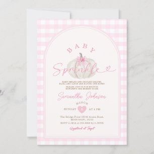 Baby Sprinkle Rosa Gingham White Pumpkin Inbjudningar