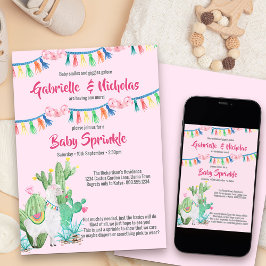 Baby Sprinkle Rosa Lama Baby Shower Inbjudningar