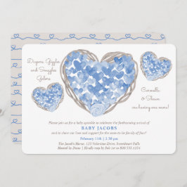 Baby Sprinkle Rustic Kärlek Hearts Boy Shower Inbjudningar
