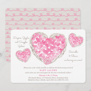 Baby Sprinkle Rustic Love Hearts Flicka Bebis Show Inbjudningar