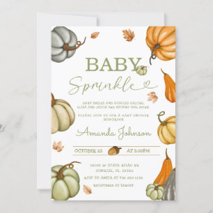 Baby Sprinkle Sage Rustic Pumpkin Baby Shower Inbjudningar