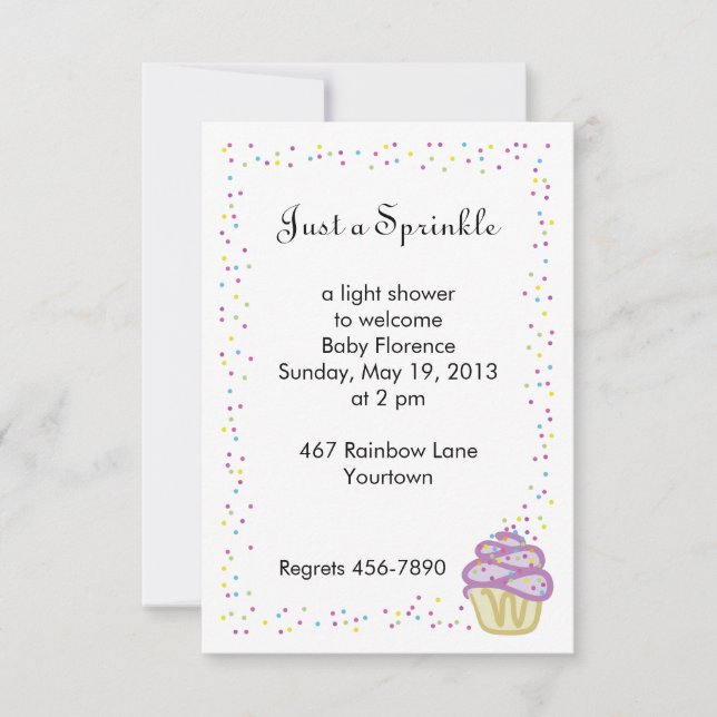 Baby Sprinkle Shower-inbjudan Lila Cupaka Inbjudningar (Framsida)