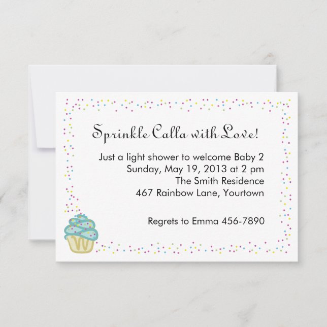 Baby Sprinkle Shower Inbjudan med Blue Cupaka (Framsida)