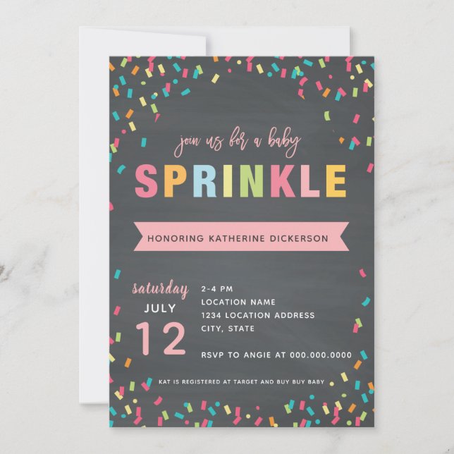 Baby Sprinkle Shower-inbjudan Rosa Girl Girl Girl  Inbjudningar (Framsida)