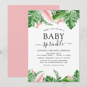 Baby Sprinkle Shower Tropical Handflatan Blommigt Inbjudningar