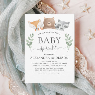 Baby Sprinkle Shower Woodland Eucalyptus Greenery Inbjudningar