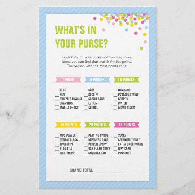 Baby Sprinkle What's in your Purse Game - Blue (Framsida)