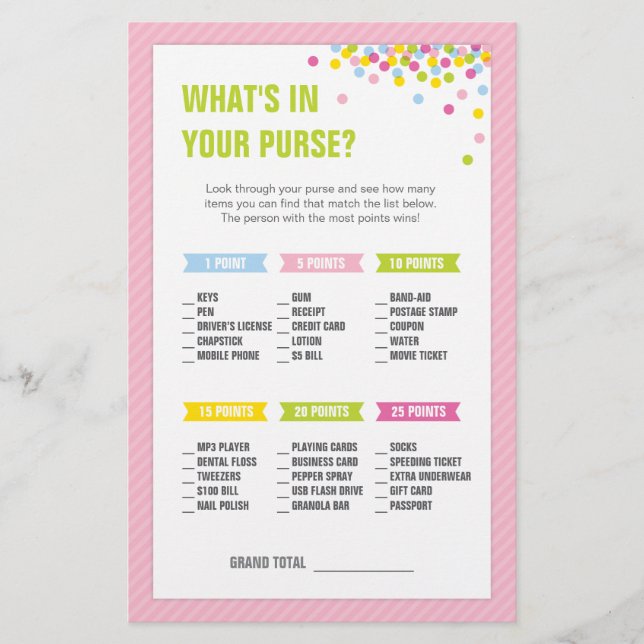 Baby Sprinkle What's in your Purse Game - Rosa (Framsida)