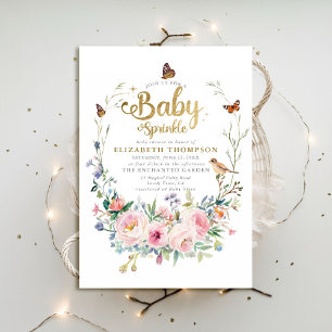 Baby Sprinkle Wildblommor Butterflies Baby Shower Inbjudningar