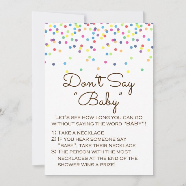 Baby Sprinkled Baby Shower Game Sign Storlek 5x7" Inbjudningar (Framsida)
