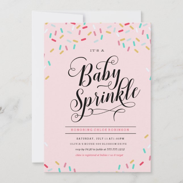 BABY SPRINKLES CONFETTI INVIKATION INBJUDNINGAR (Framsida)