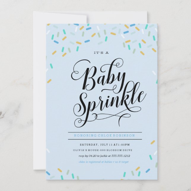 BABY SPRINKLES CONFETTI INVIKATION INBJUDNINGAR (Framsida)