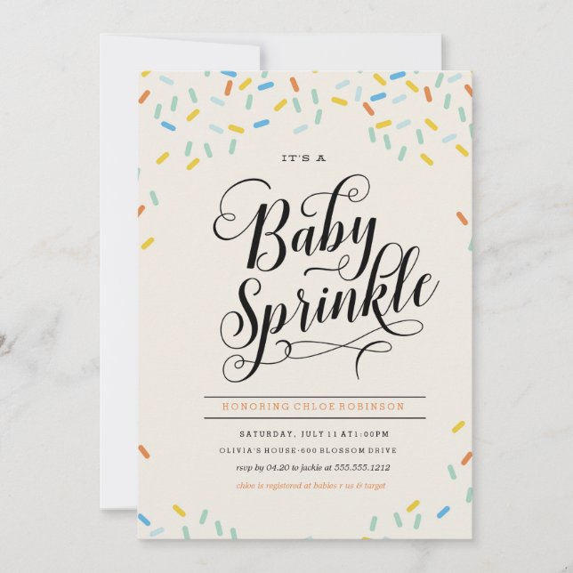 BABY SPRINKLES CONFETTI INVIVILLE INBJUDNINGAR (Framsida)
