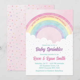 Baby Sprinkles Pastel Rainbow Baby Shower Inbjudningar