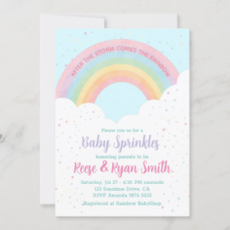 Baby Sprinkles Pastel Rainbow Baby Shower Inbjudningar