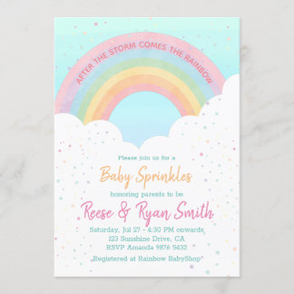 Baby Sprinkles Pastel Rainbow Baby Shower Inbjudningar