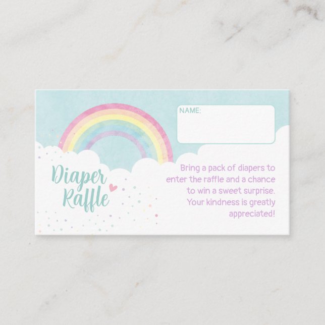 Baby Sprinkles Pastel Rainbow Diaper Raffle Card Tilläggskort (Framsida)