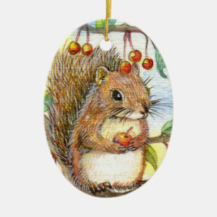 Baby Squirrel Julgransprydnad Keramik