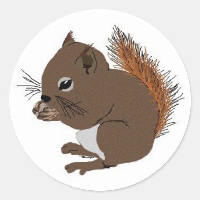 Baby Squirrel Sticker Runt Klistermärke (Framsida)