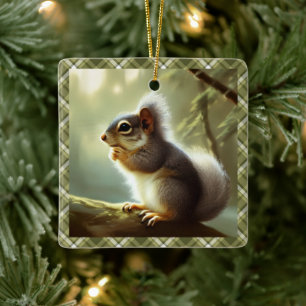 Baby Squirrel Wildlife Porträtt Personlig Julgransprydnad Keramik