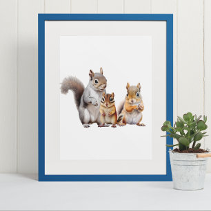 Baby Squirrels and Chipmunk Nursery Poster