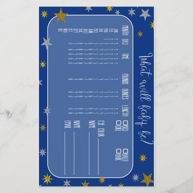 Baby Star Baby Predictor Baby Shower Game (Framsida)