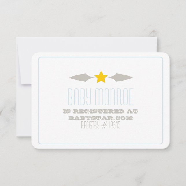 BABY STAR REGISTRY CARD-BABY SHOWER OSA KORT (Framsida)