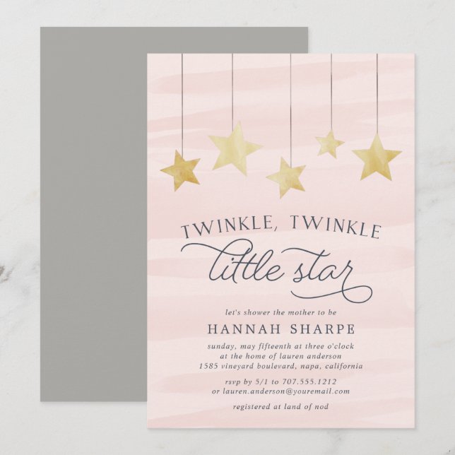 Baby Star Shower-inbjudan |  Inbjudningar (Fram/baksida)