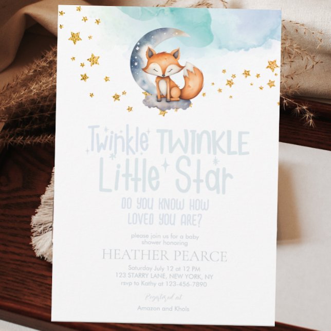Baby Star Woodland Fox Baby Shower Inbjudningar (Skapare uppladdad)
