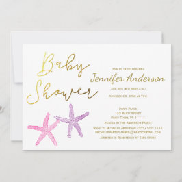 Baby Starfish Girl Baby Shower Inbjudningar