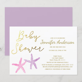Baby Starfish Girl Baby Shower Inbjudningar