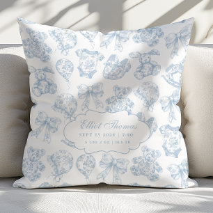 Baby Stats Blue Toile Nursery Kudde