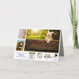 Baby STATS BOY s BIRTH ANNOUNCEMENT PHOTO COLLAGE Kort