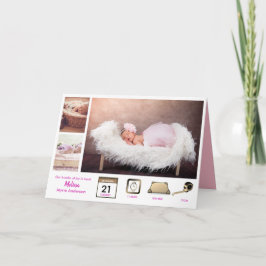 Baby STATS GIRL s BIRTH ANNOUNCEMENT PHOTO COLLAGE Kort